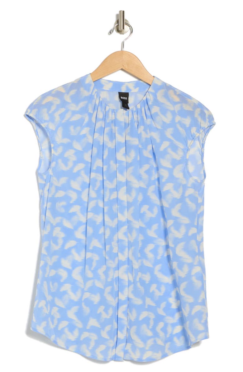 BOSS Berika Pleated Silk Top, Alternate, color,