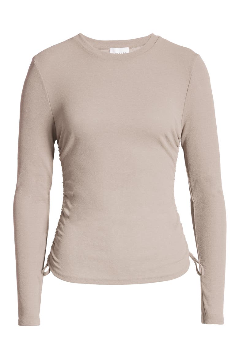Side Ruched Mesh Top, Alternate, color, GREY
