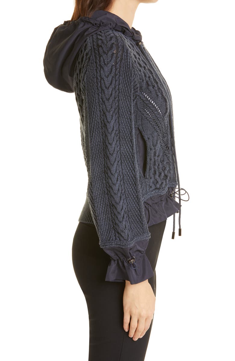 KOBI HALPERIN Lynne Mixed Knit Zip-Up Sweater, Alternate, color, Navy