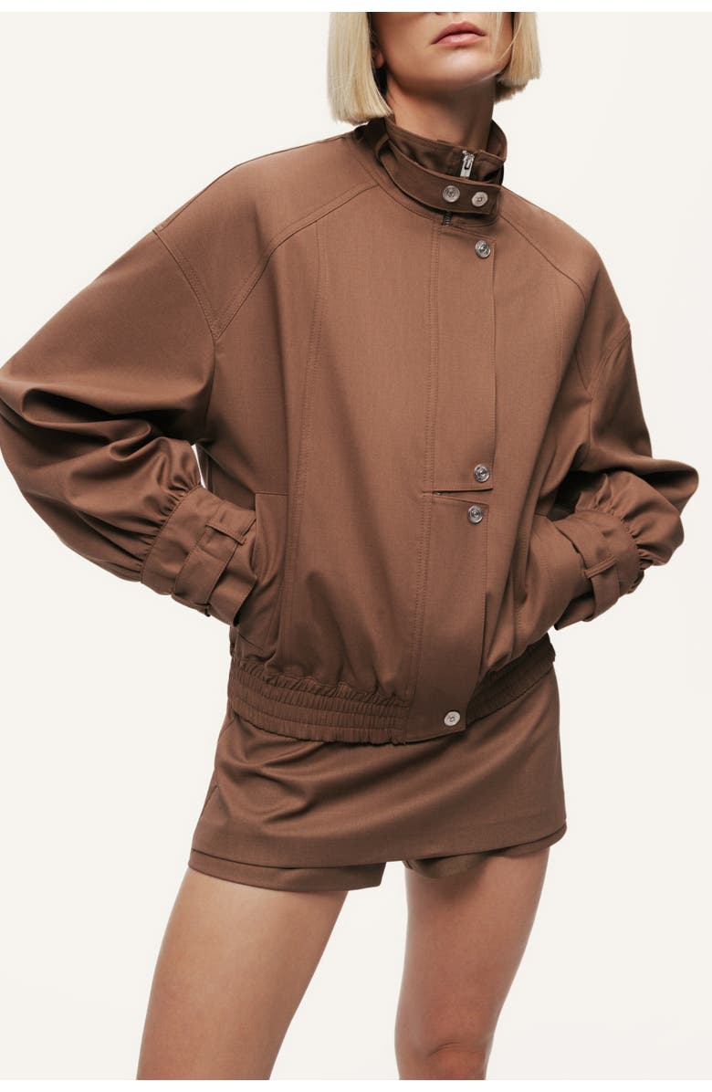 Nocturne High Neck Jacket, Alternate, color, Brown