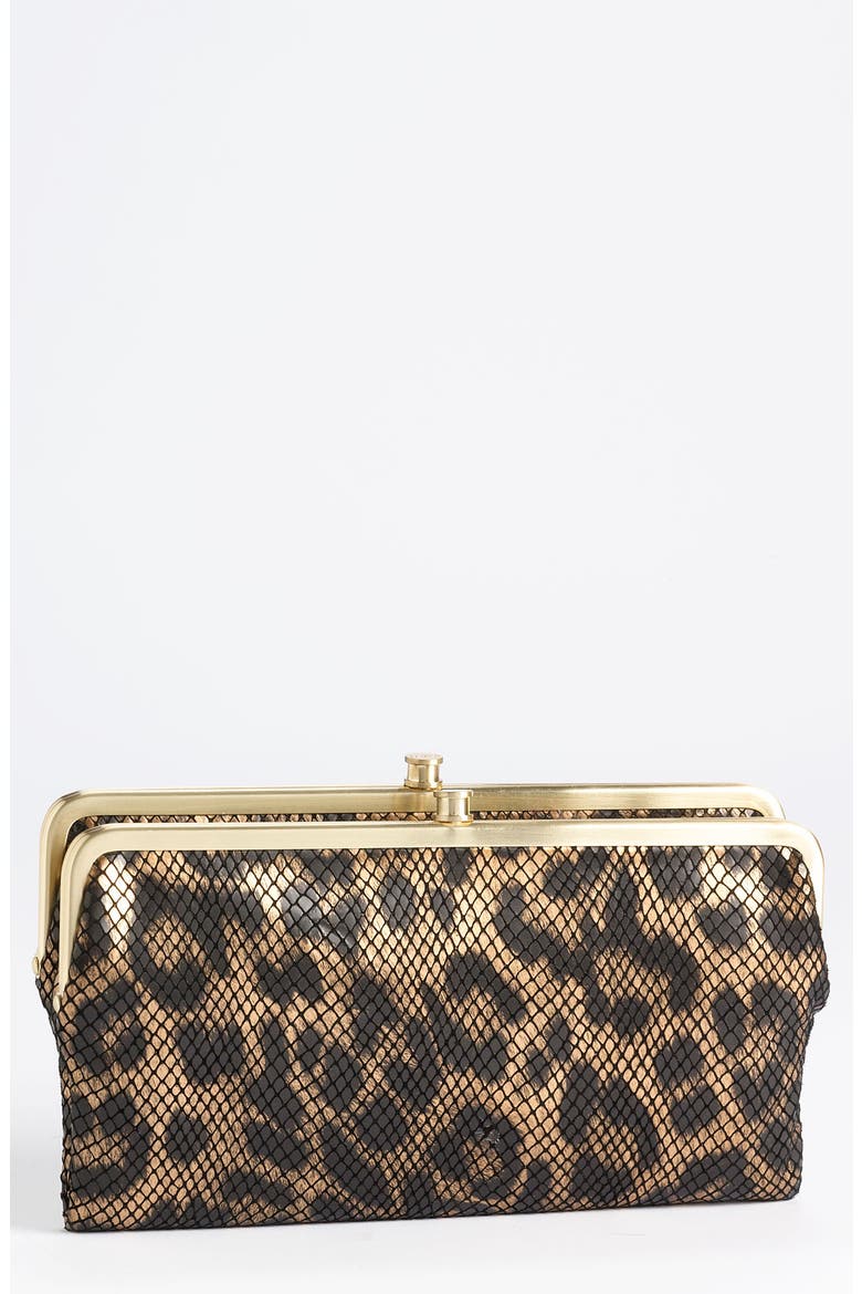 'Leopard Lauren' Double Frame Clutch, Main, color, METALLIC LEOPARD