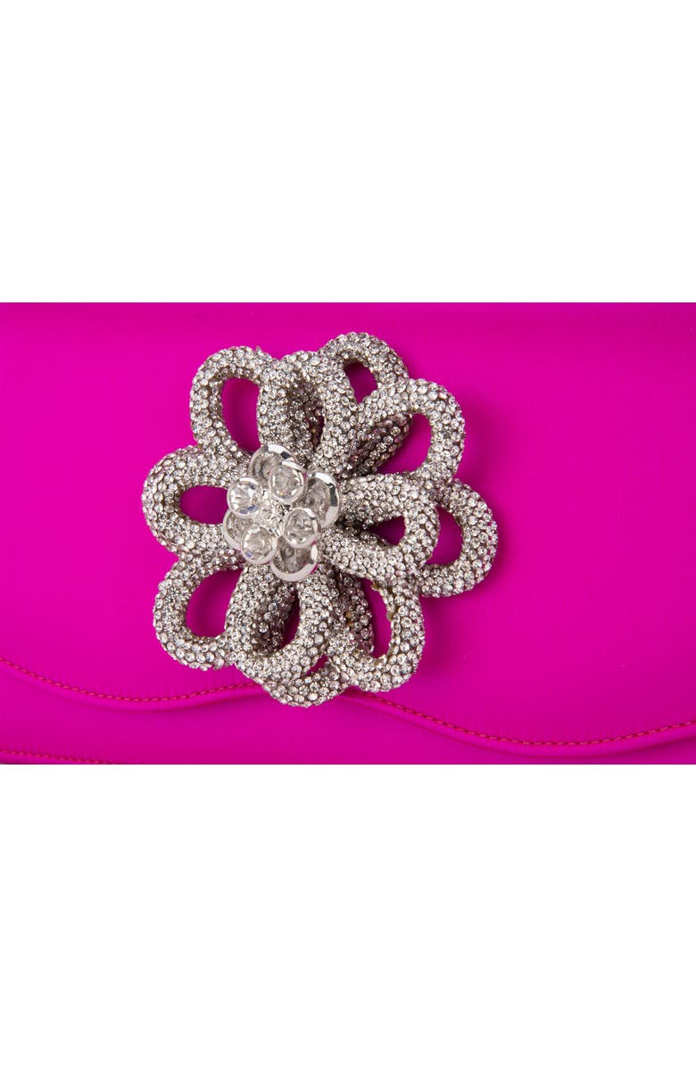 Mach & Mach Medium Carrie Crystal Flower Satin Shoulder Bag, Alternate, color,