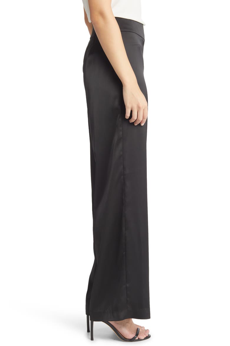 High Waist Wide Leg Satin Pants, Alternate, color, ANNE BLACK