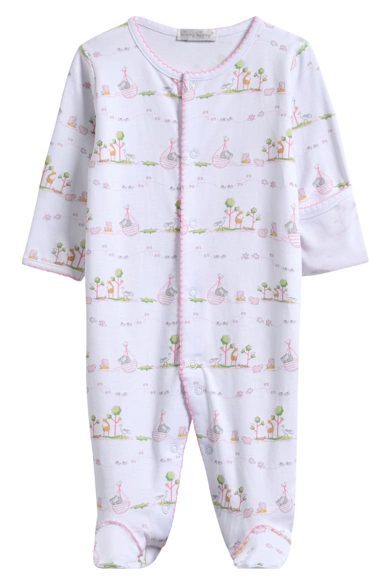 Noah's Print Pima Cotton Footie, Main, color, PINK