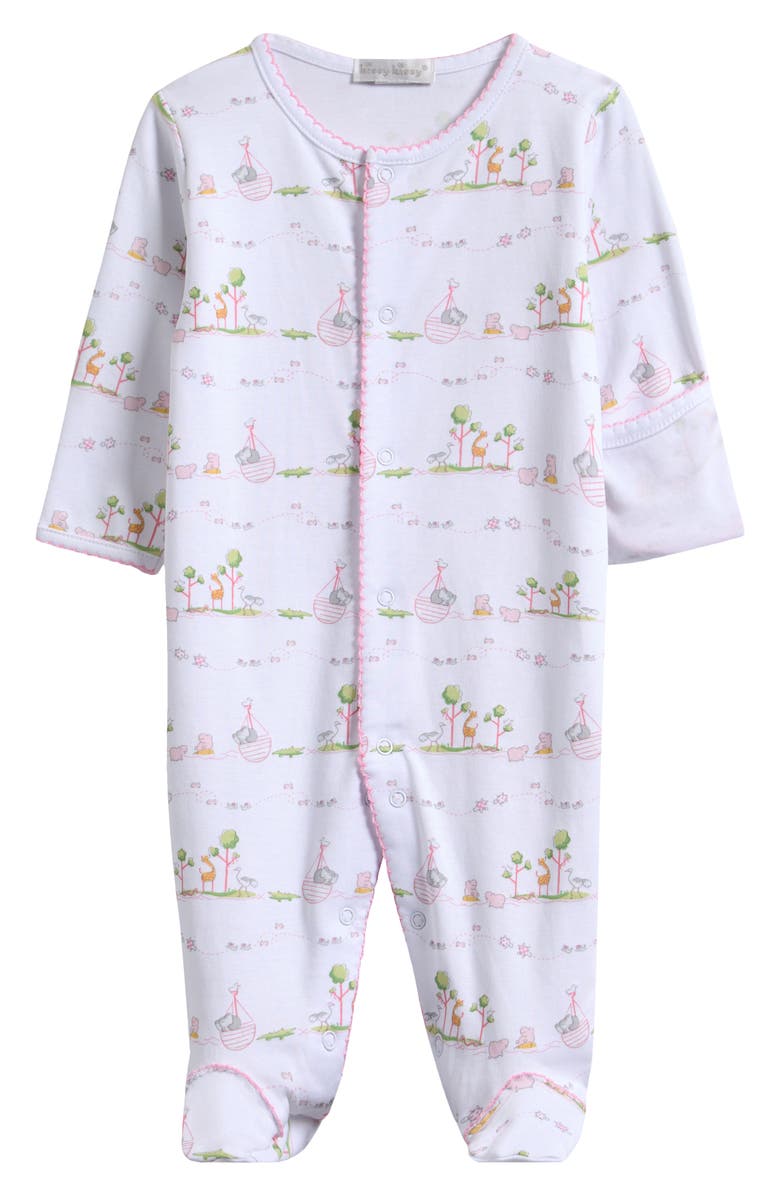Kissy Kissy Noah's Print Pima Cotton Footie, Main, color, Pink
