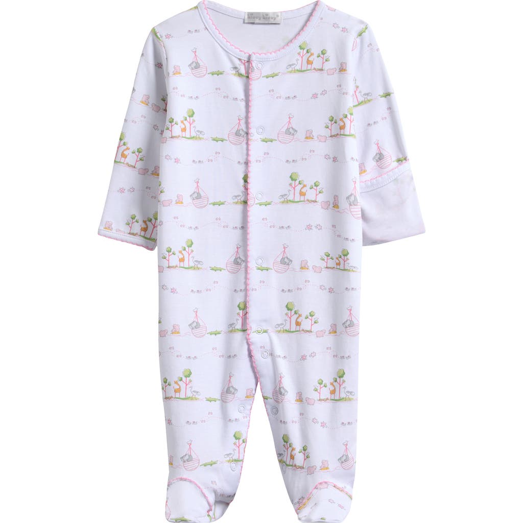Kissy Kissy Noah's Print Pima Cotton Footie In White