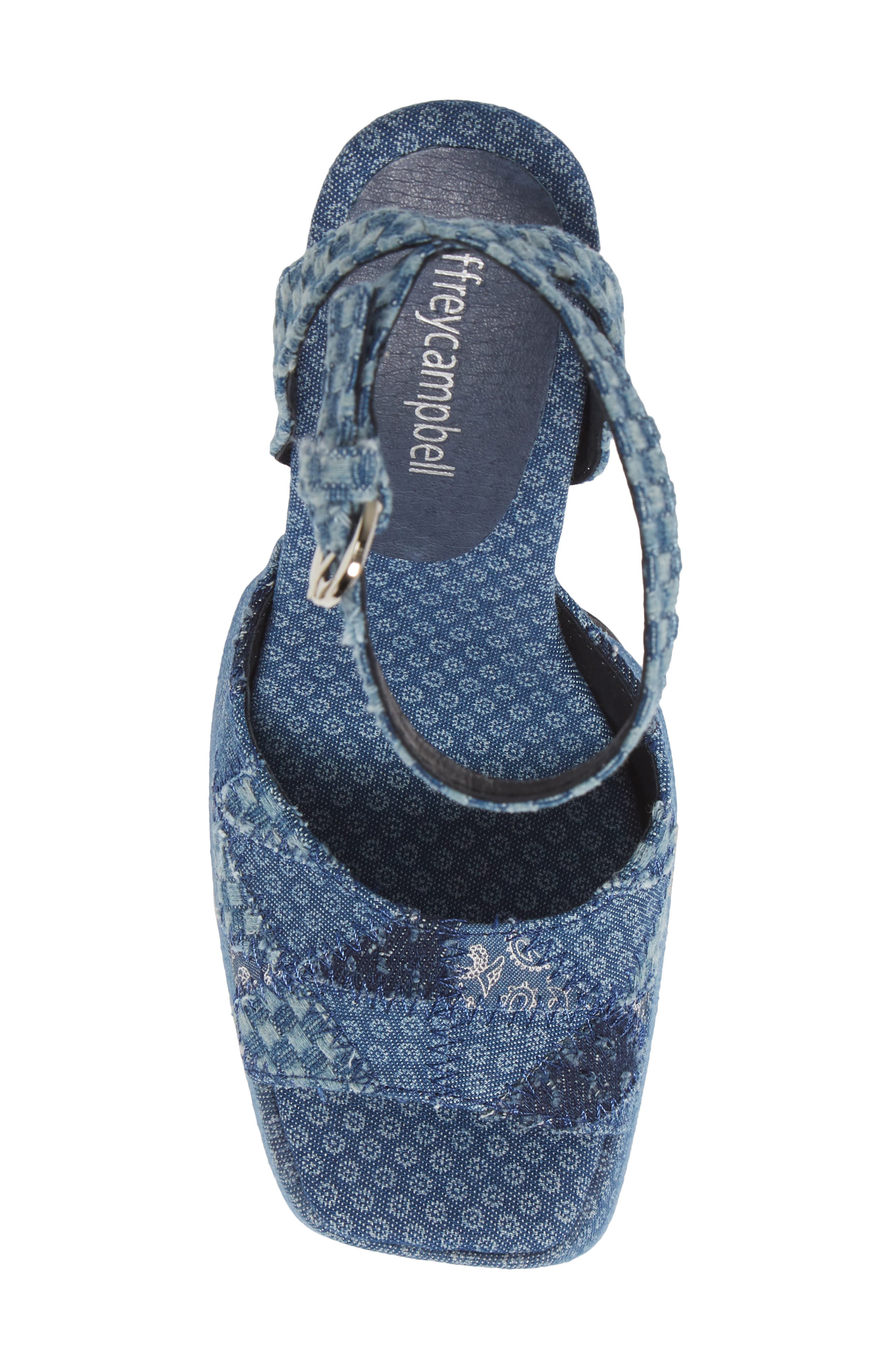 Seventy-One Ankle Strap Platform Sandal, Alternate, color, BLUE DENIM PATCHWORK MLTI