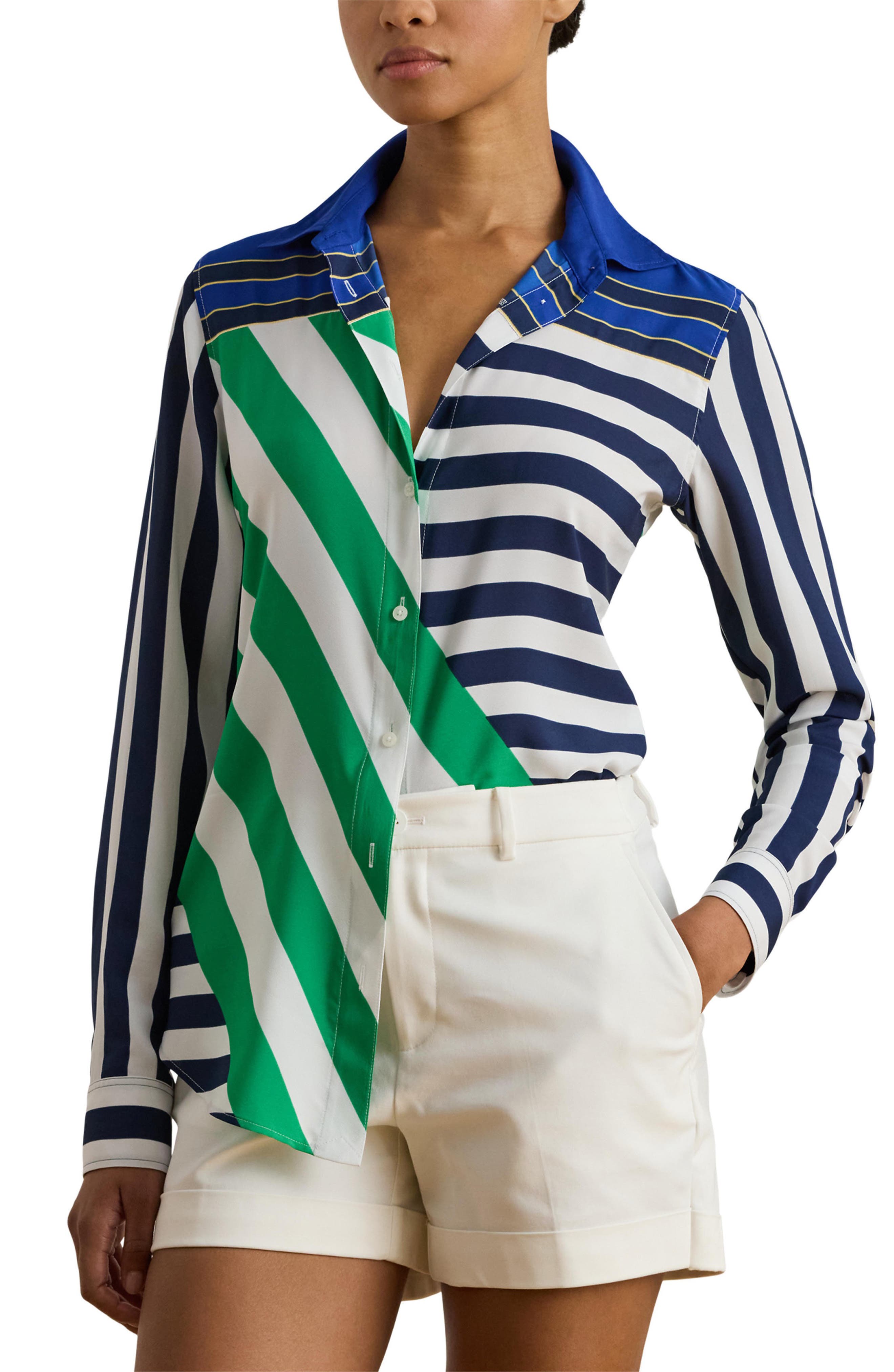 Stripe Button-Up Blouse