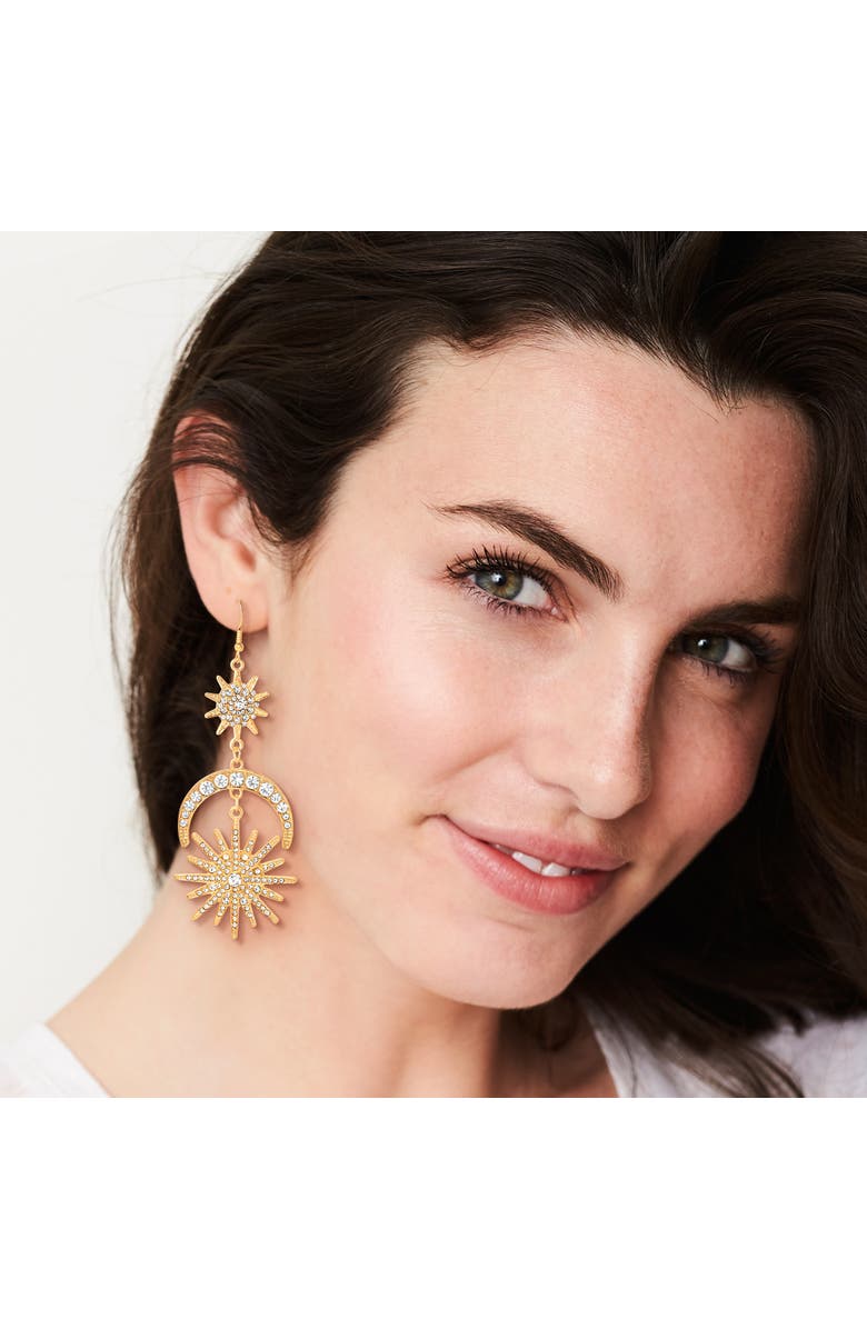 Jessica Simpson Sun Moon and Star Drop Earrings for Women, Gold-Tone Statement Earrings with Crystal Embellishments, Alternate, color,