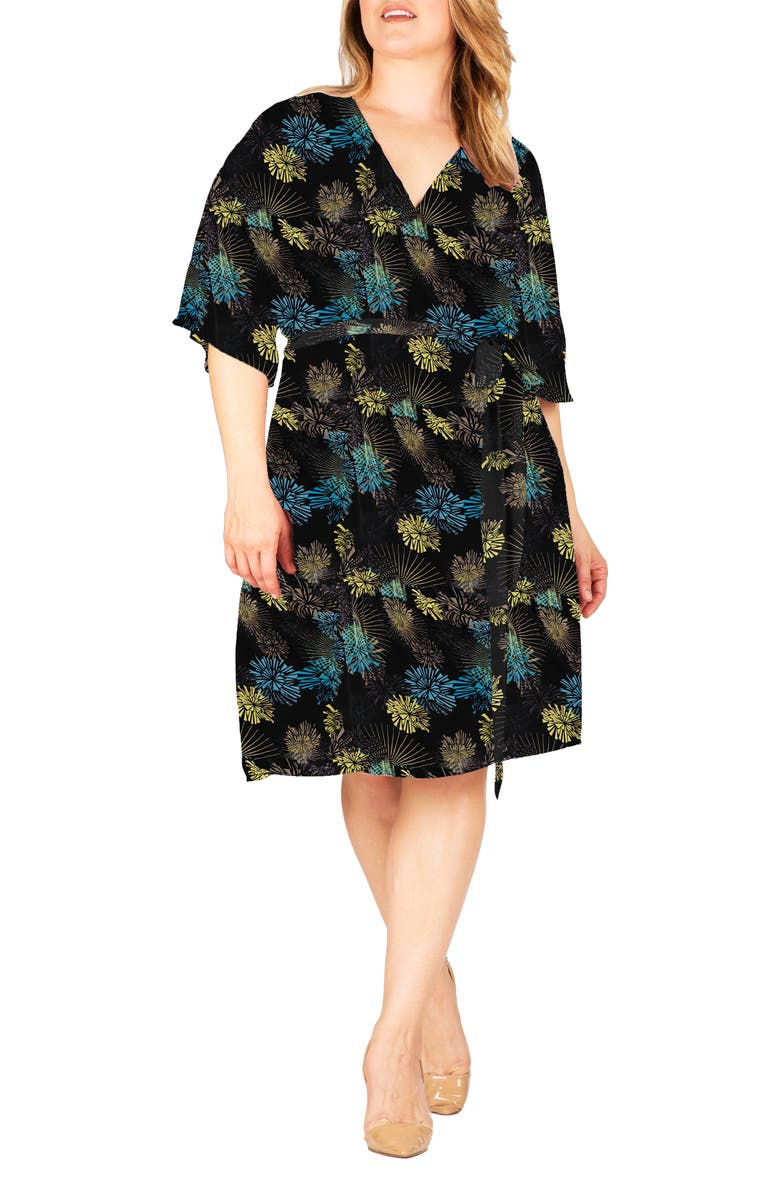 Standards & Practices Candice Georgette Wrap Dress, Alternate, color, Black Sparkler