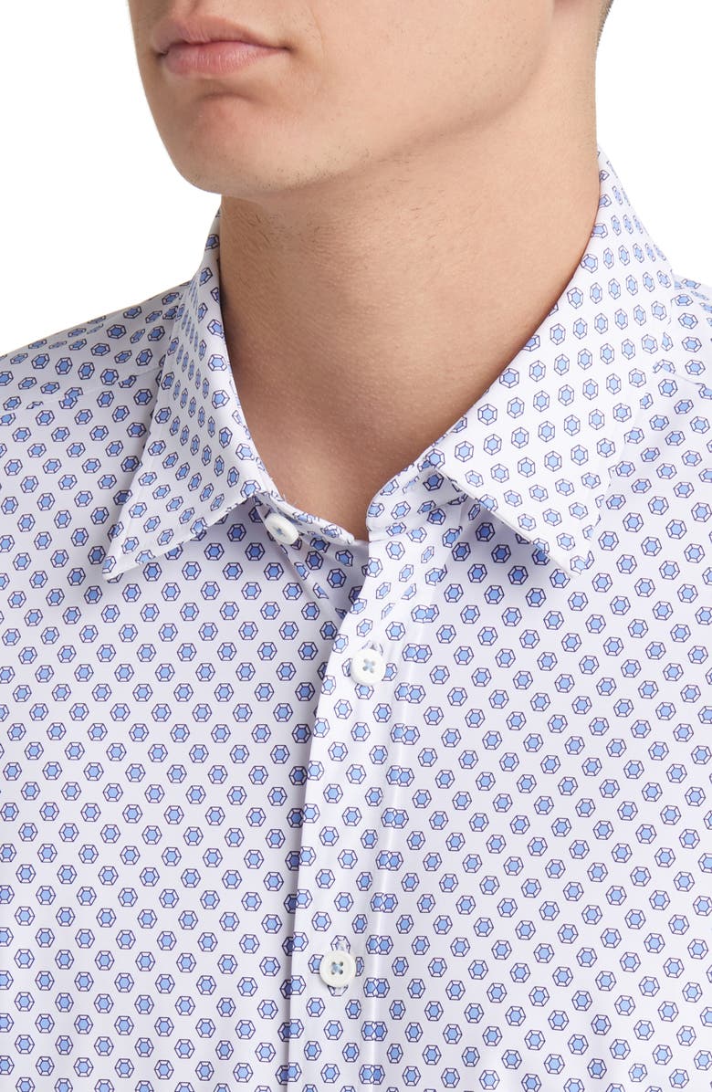 BOSS Liam Regular Fit Geometric Print Button-Up Shirt, Alternate, color, Lt Past/Bu