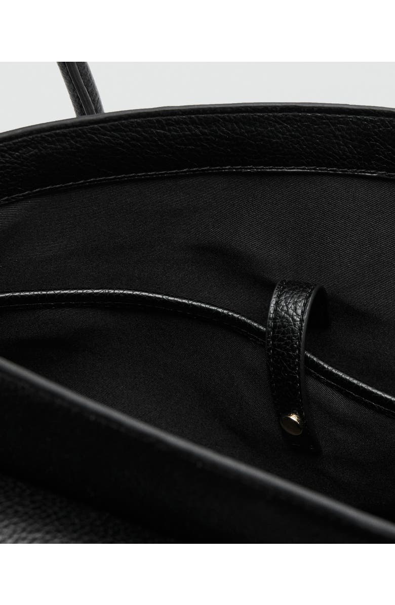 MANGO Medium City Faux Leather Satchel, Alternate, color, Black