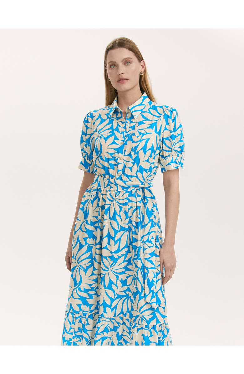 Finery London Liana Floral Midi Tiered Dress, Alternate, color, Blue Leaf