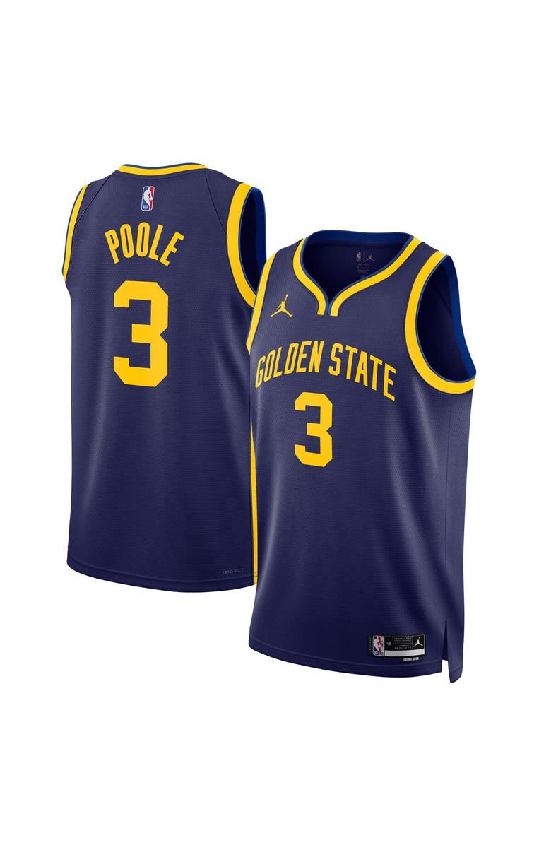 Jordan Brand Unisex Jordan Brand Jordan Poole Navy Golden State Warriors Swingman Jersey - Statement Edition, Main, color, 