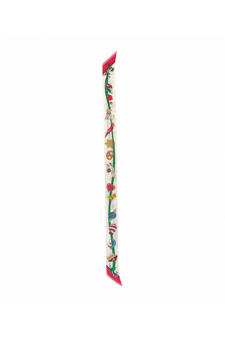 Ornament Collection Silk Ribbon Scarf, Alternate, color, Cream