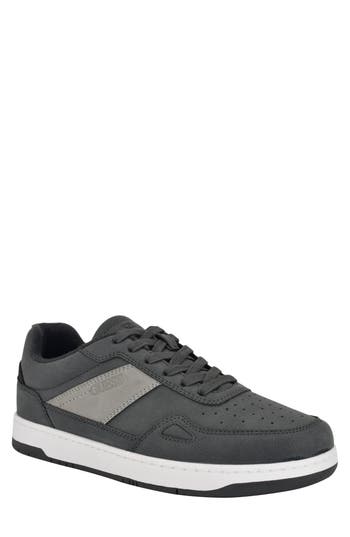 Guess Men's Tolyo Perf Toe Fashion Lace Up Sneakers In Dark Grey