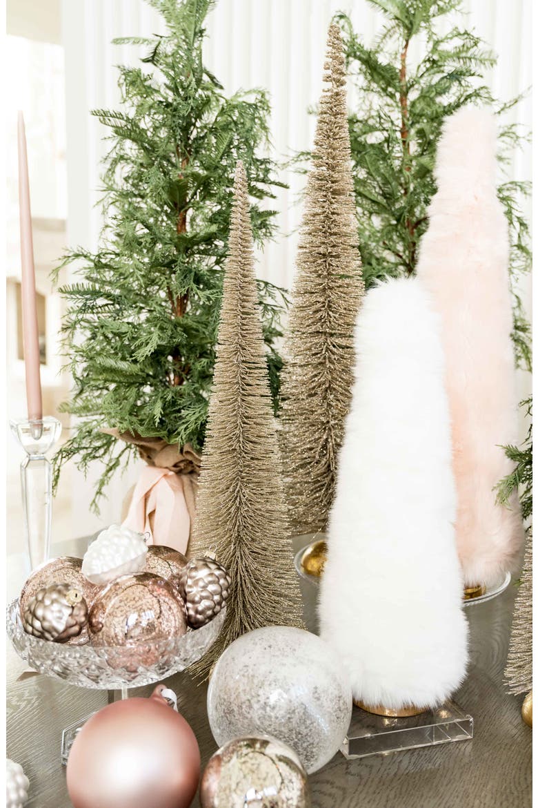19-Inch Frost Faux Fur Tree Decoration, Alternate, color, PINK PEONY BUD