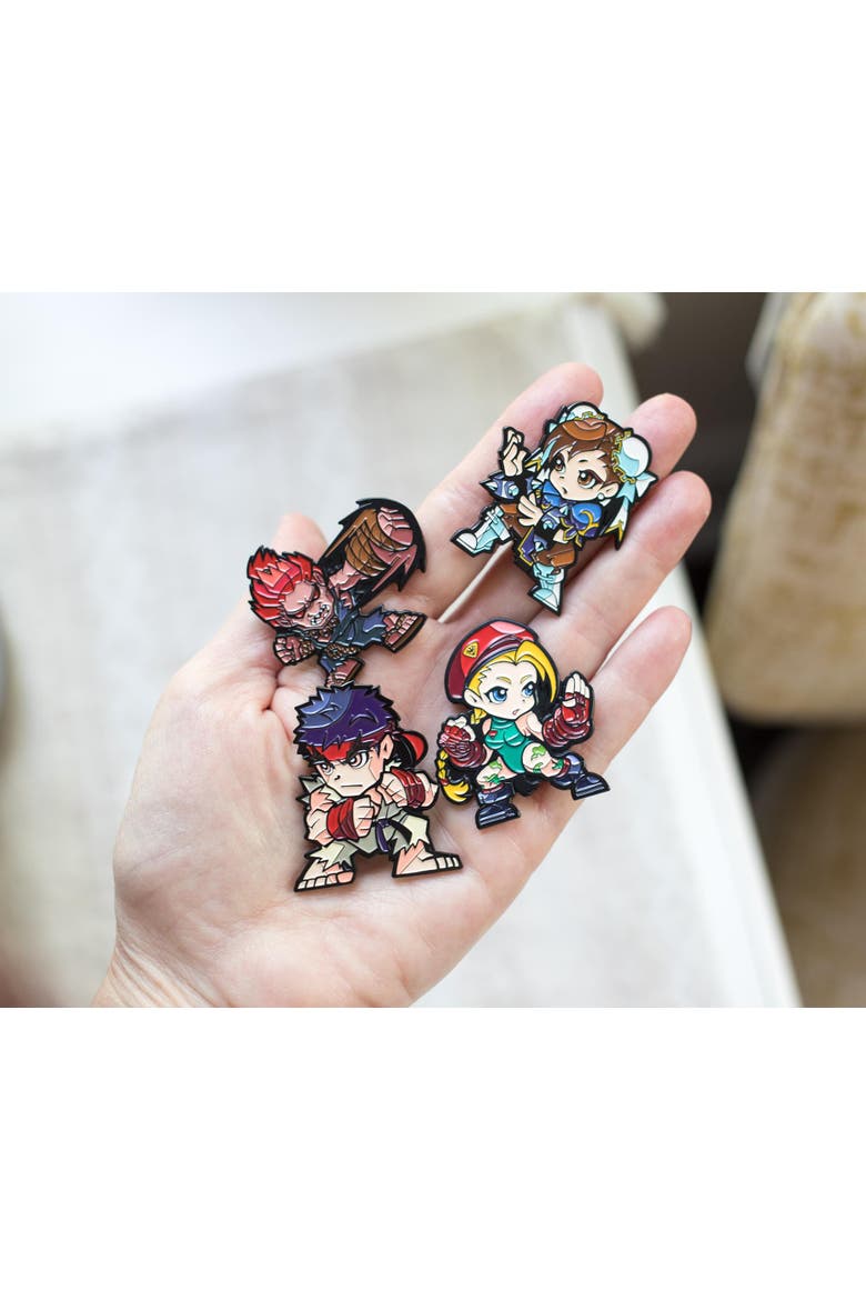Street Fighter Characters 4-Piece Enamel Pin Set | Toynk Exclusive, Alternate, color, Yellow