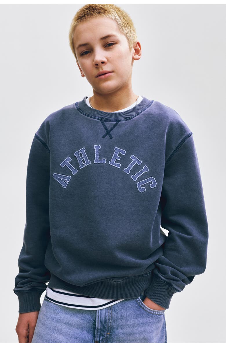 H&M Motif-detail Sweatshirt, Alternate, color, Dark Blue/Athletic