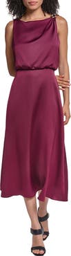 KARL LAGERFELD PARIS Satin Face Crepe Midi Dress