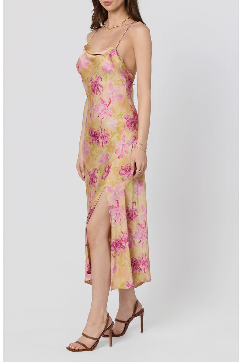 Cowl Neck Slipdress, Alternate, color, YLW PNK FL