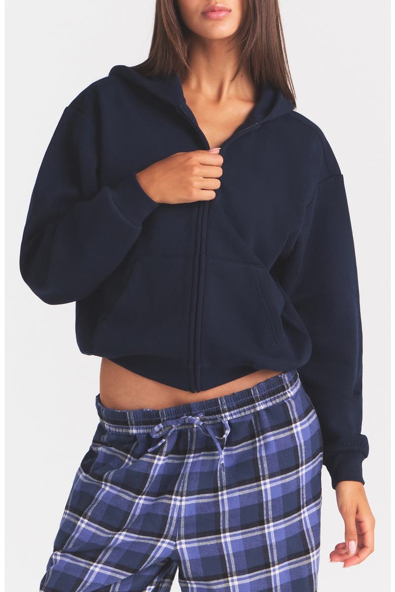 Cotton Blend Fleece Classic Zip Hoodie, Main, color, NAVY