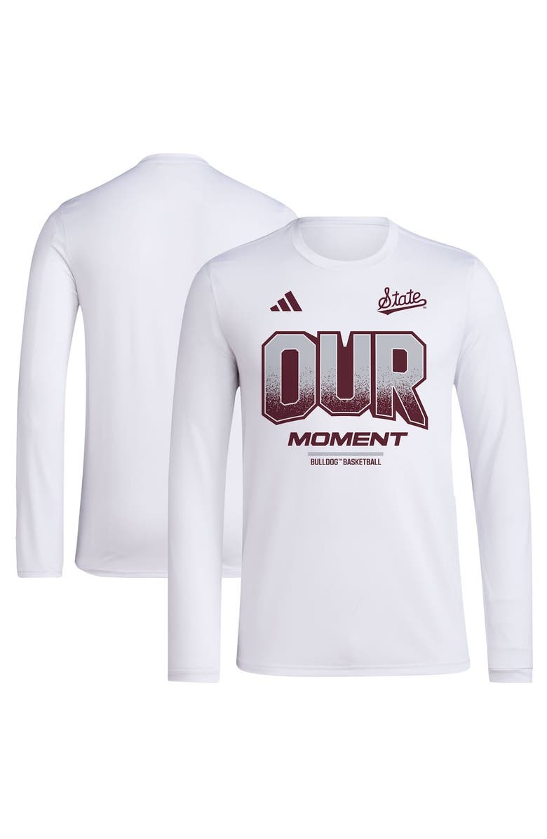 adidas Unisex adidas  White Mississippi State Bulldogs 2024 On-Court Bench Our Moment Long Sleeve T-Shirt, Alternate, color, 