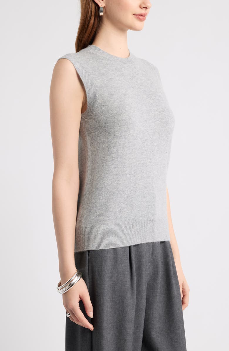 Nordstrom Sleeveless Cashmere Sweater, Alternate, color, Grey Silk Heather