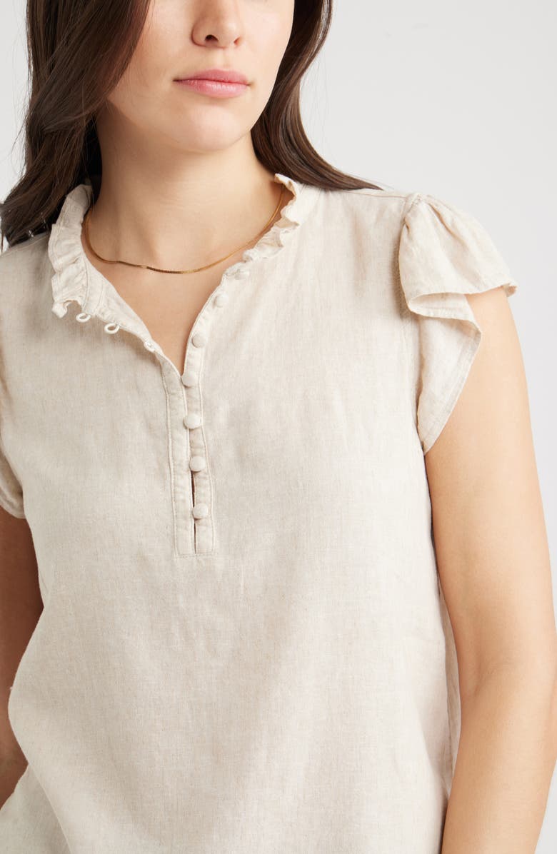 Caslon<sup>®</sup> Flutter Sleeve Popover Top, Alternate, color, Flax
