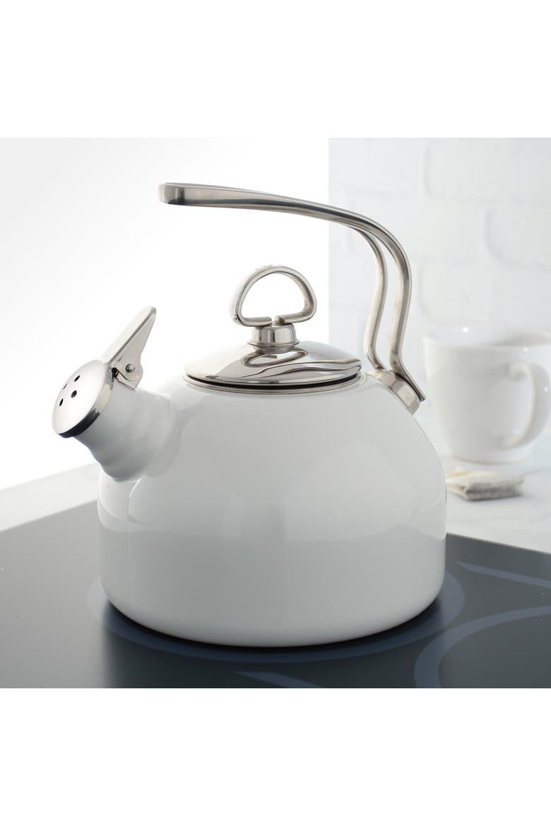 Classic Enamel-on-Steel Teakettle, 1.8 quart, Alternate, color, White