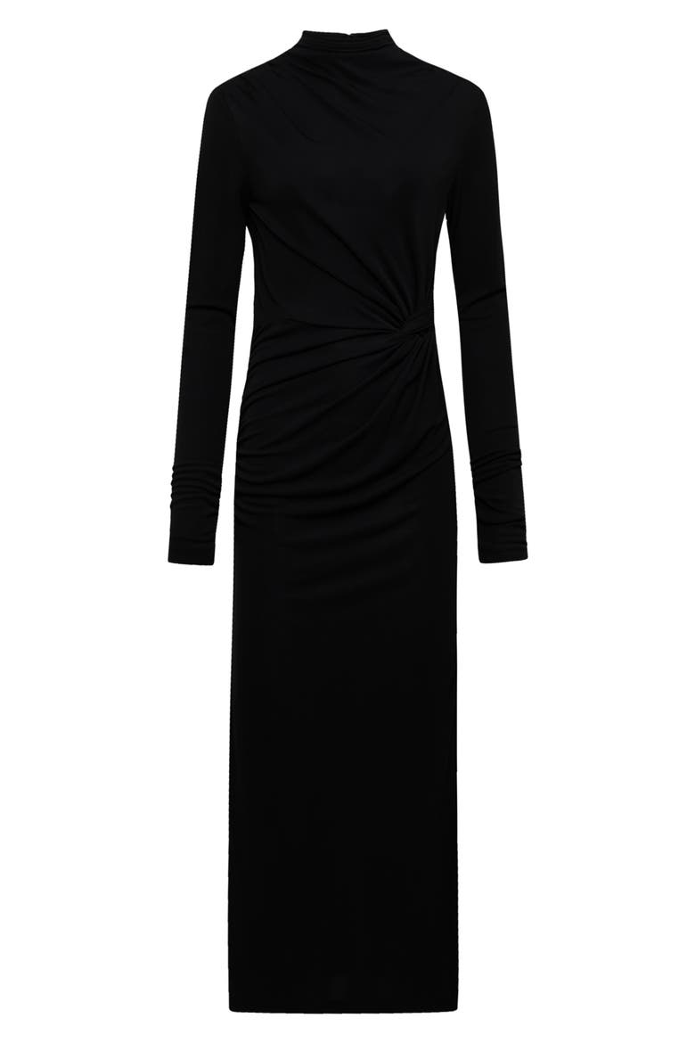 Sonja Long Sleeve Midi Dress, Alternate, color, BLACK