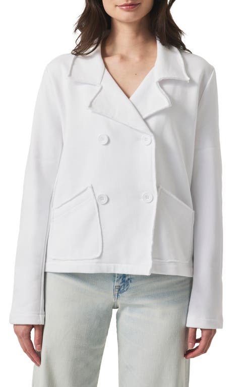 Splendid Diana Double Breasted Cotton French Terry Blazer In White