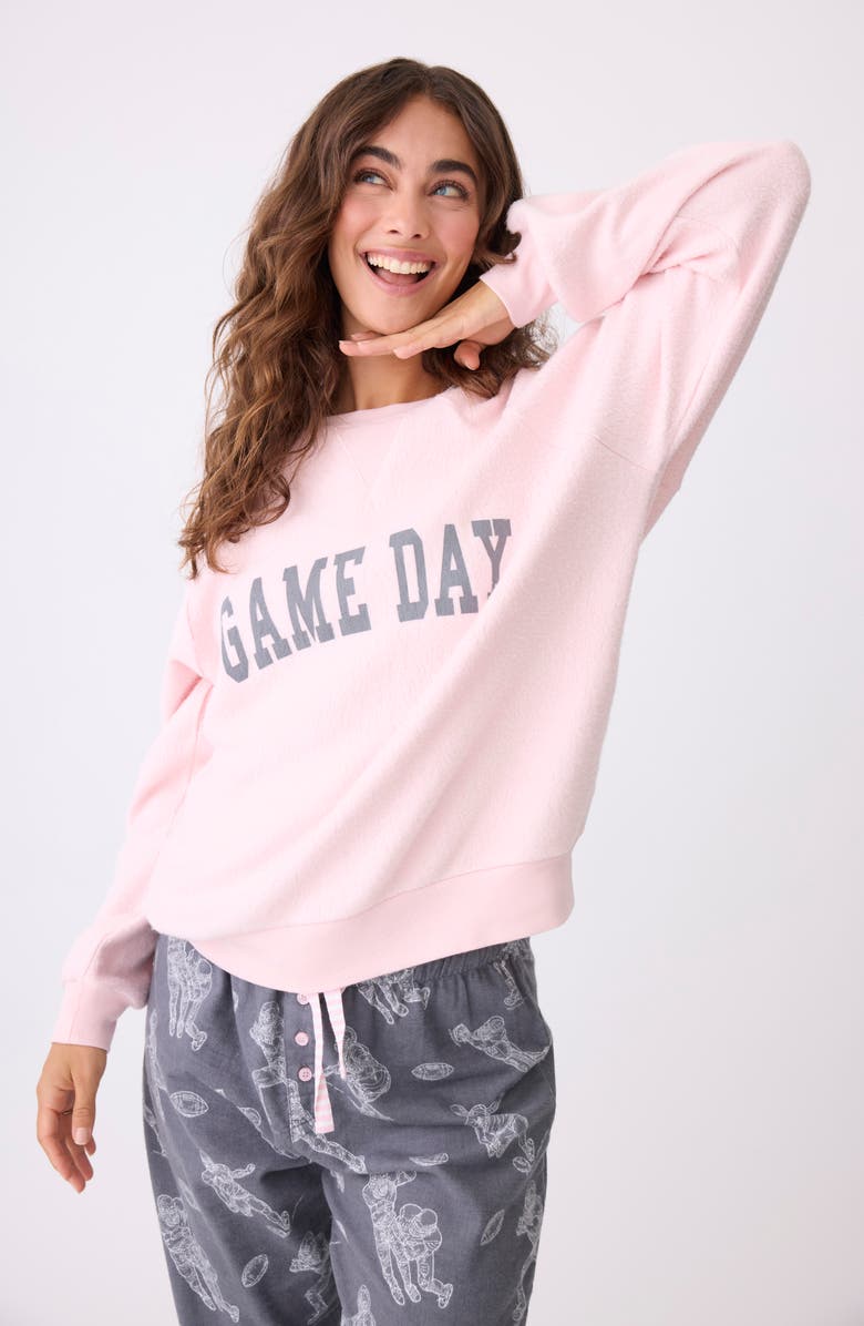 PJ Salvage Game Day Jersey Sweatshirt Pajama Top, Alternate, color, Blush