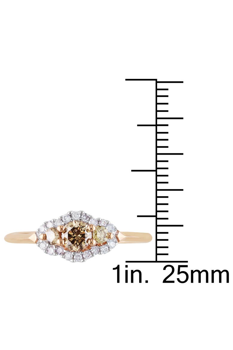 Brown & White Diamond Halo Engagement Ring, Alternate, color, Diamond