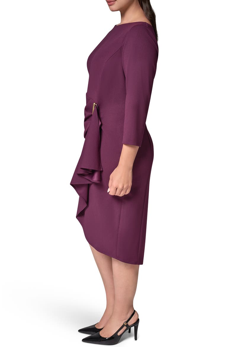 Side Drape Sheath Dress, Alternate, color, BERRY