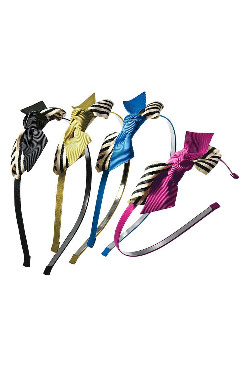 Accessories 'Prepster Stripe Bow' Headband, Alternate, color, BLACK