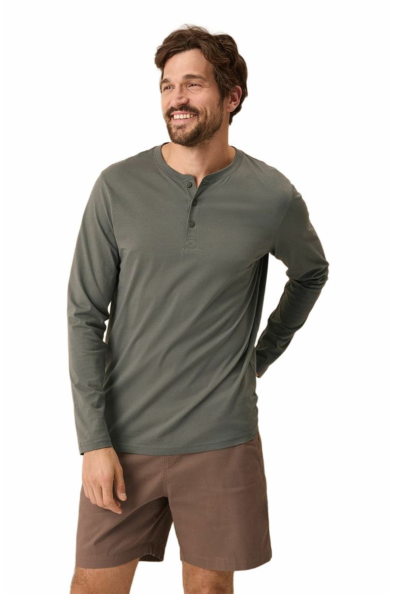 Organic Cotton Softspun Long Sleeve Henley, Main, color, Castor Green