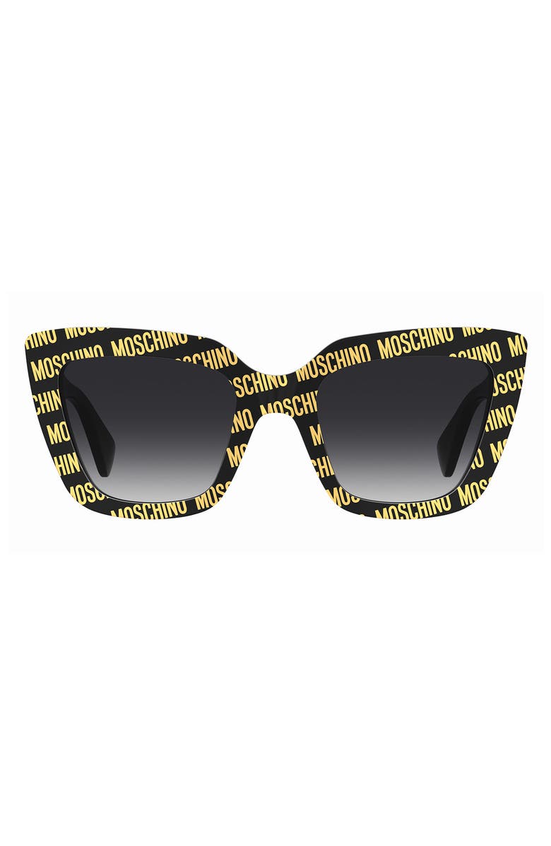 Moschino 52mm Gradient Cat Eye Sunglasses, Main, color, Pattern Black