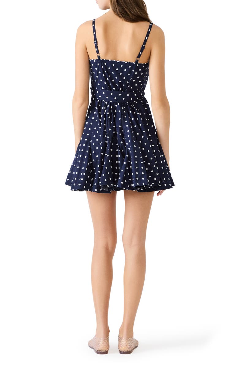 Steve Madden Dasia Polka Dot Stretch Cotton Minidress, Alternate, color, Sailor Blue