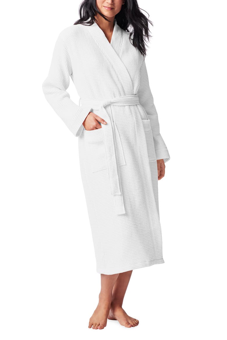 Gender Inclusive Organic Cotton Waffle Texture Robe, Main, color, ALPINE WHITE