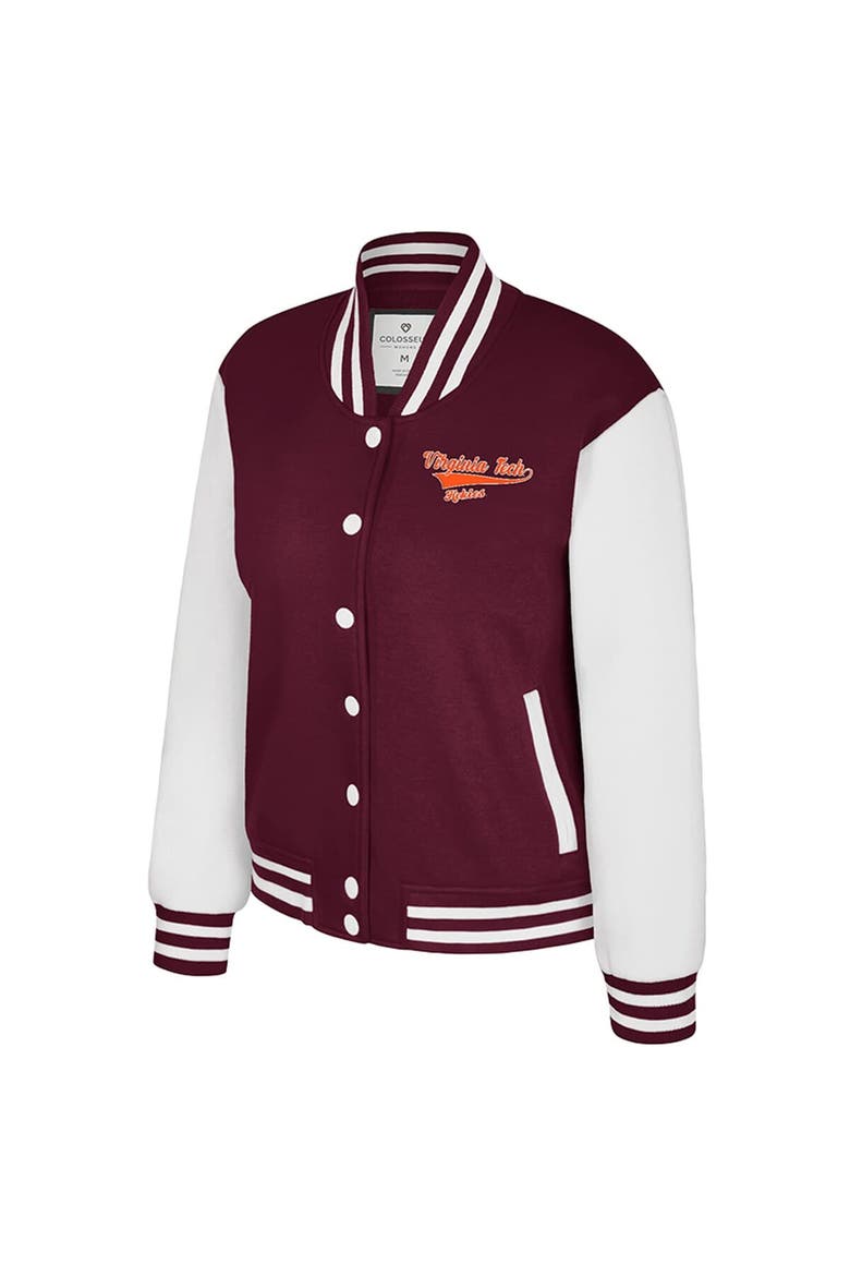 Women's Colosseum Maroon Virginia Tech Hokies French Baguette Full Snap Fleece Jacket, Alternate, color, Maroon