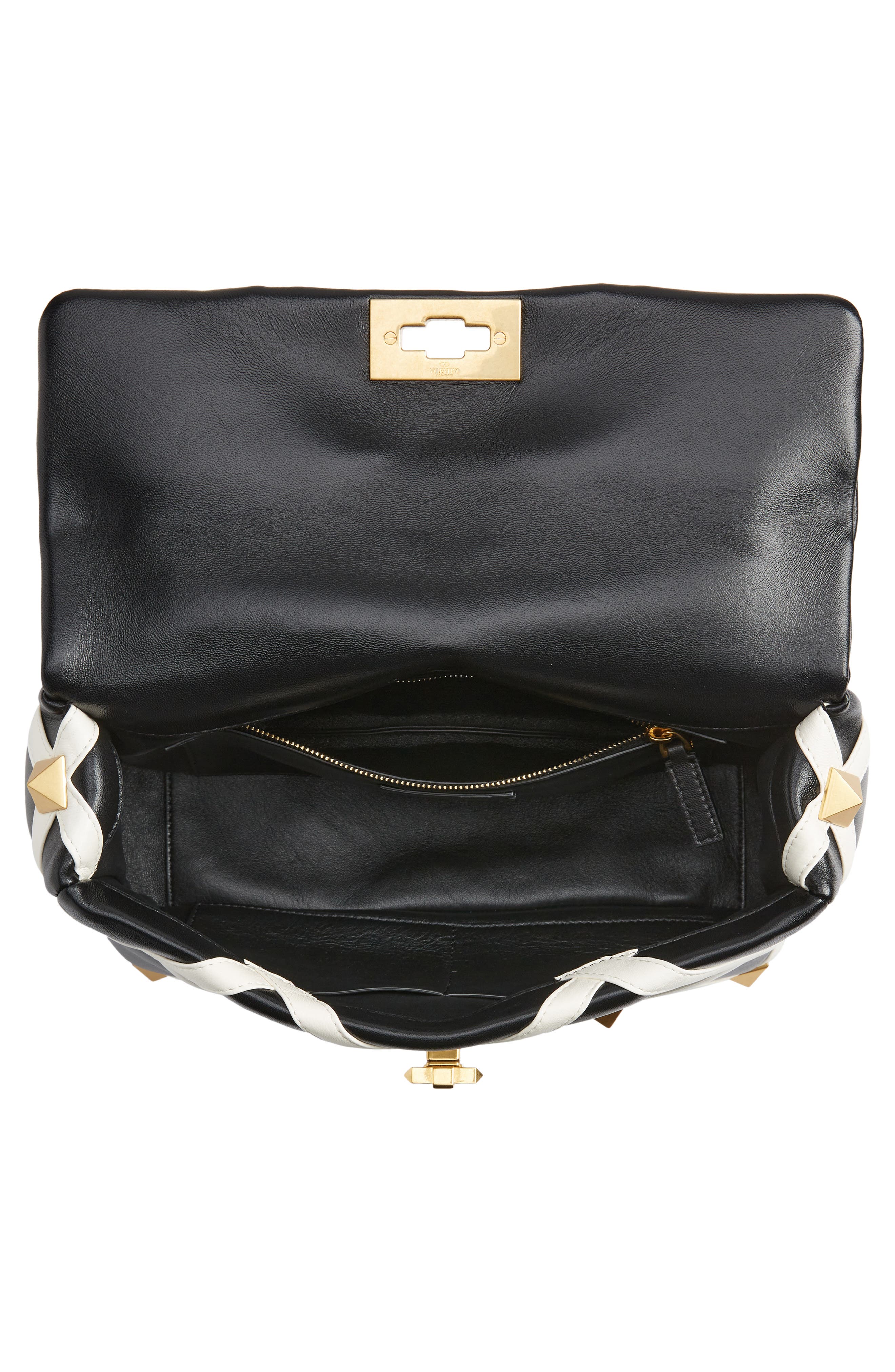 Valentino Garavani Large Roman Stud Inlay Leather Shoulder Bag, Alternate, color, 