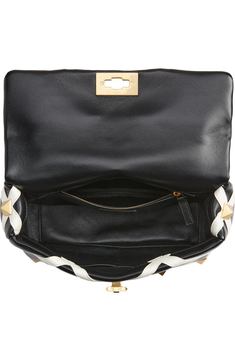 Valentino Garavani Large Roman Stud Inlay Leather Shoulder Bag, Alternate, color,