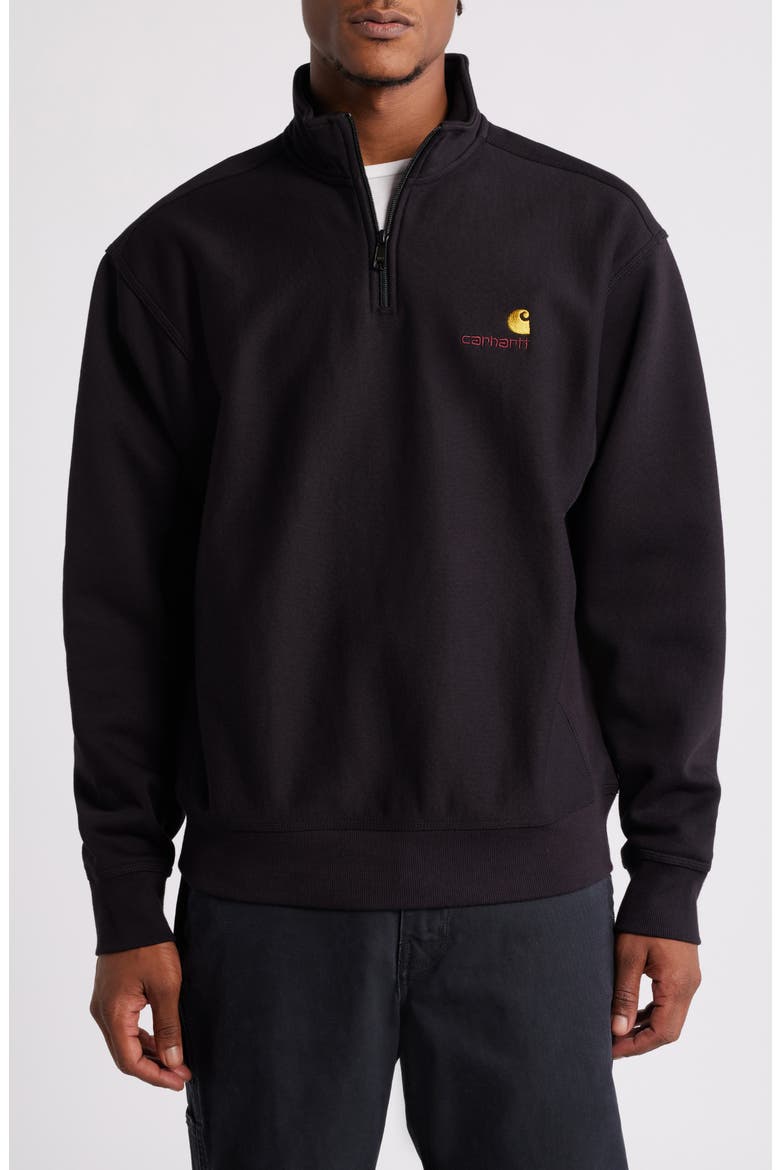 Quarter Zip Pullover, Main, color, BLACK