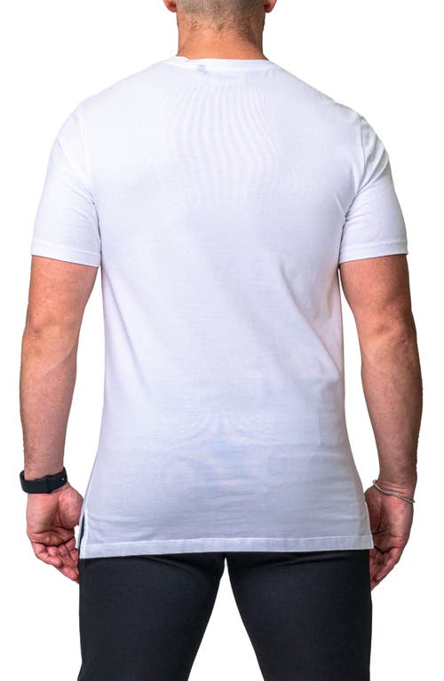 Maceoo Repetition White Logo Appliqué Stretch Cotton T-shirt In White