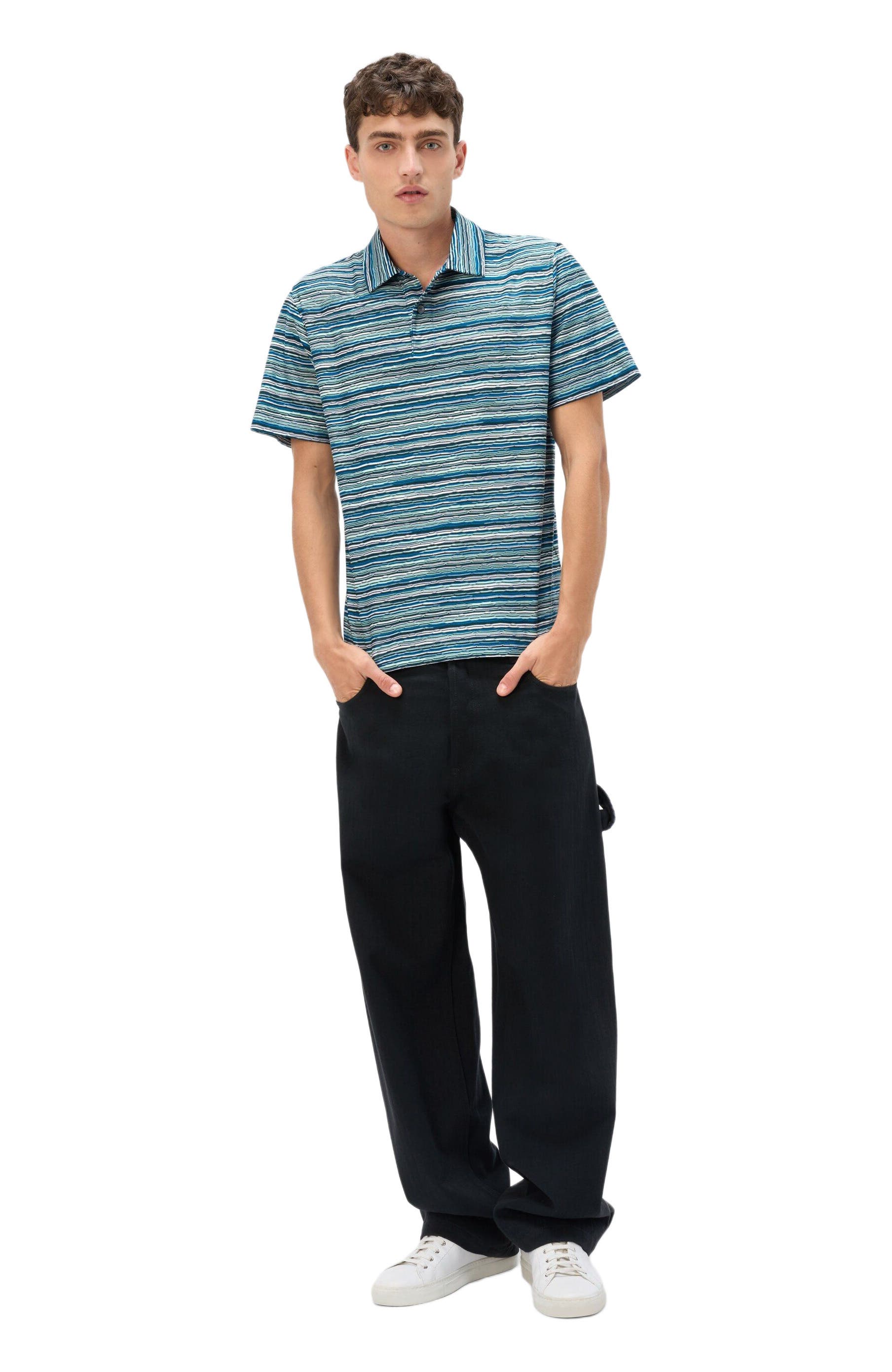 Short Sleeve Polo In Flame Jersey