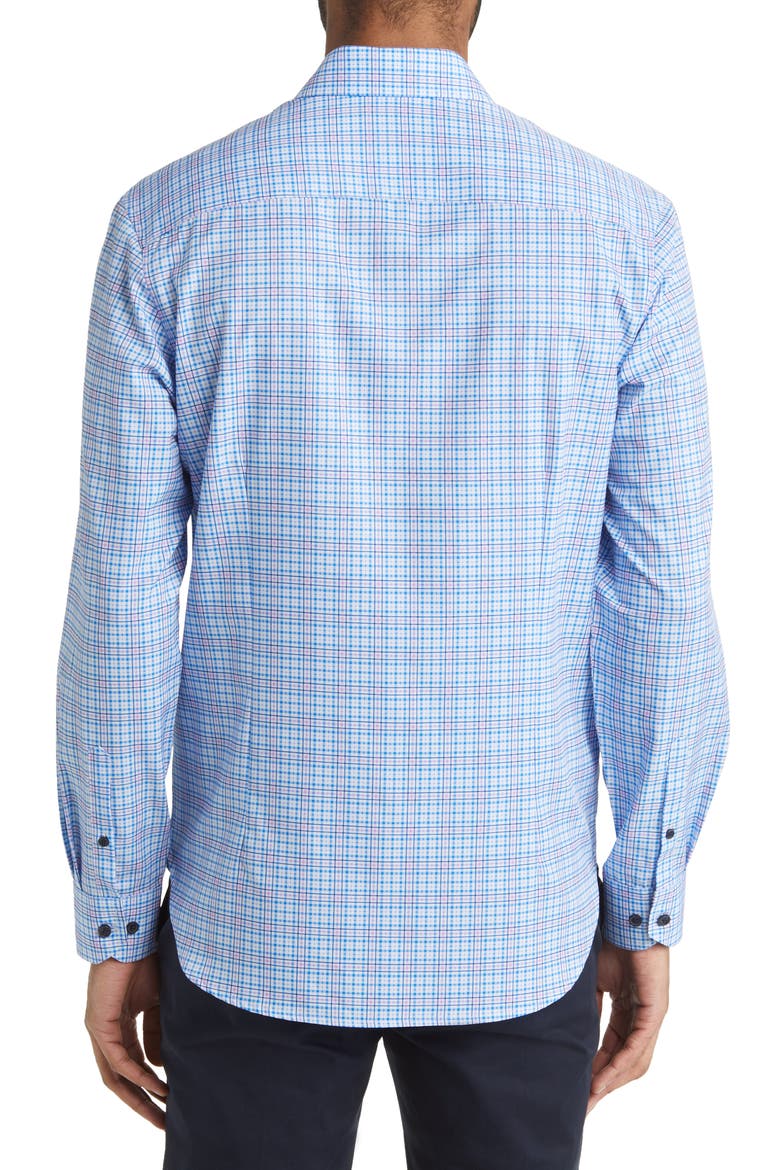 Slim Fit Check Stretch Dress Shirt, Alternate, color, BLUE/ PINK