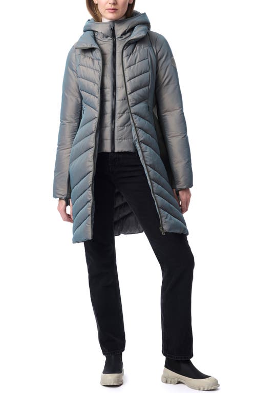 Bernardo Chevron Quilted Puffer Coat In Smoke