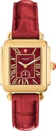 MICHELE Deco Sport Mid Leather Strap Watch, 29mm x 31mm