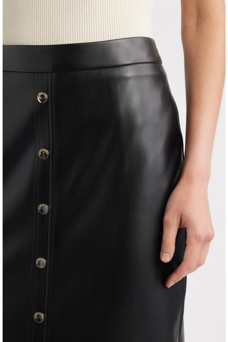 The Emberly Faux Leather Midi Skirt, Alternate, color, NOIR